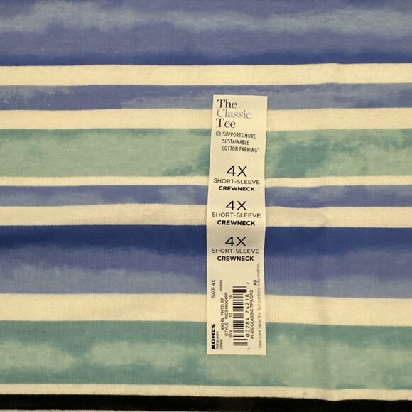 Croft and Barrow womens The Classic Tee coastal stripes 4X 100% cotton short sl - Picture 7 of 11